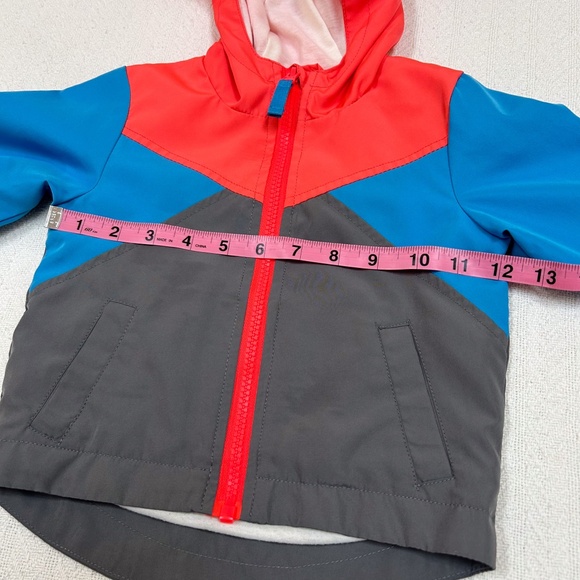 CAT & JACK Baby orange, bright blue & charcoal blue windbreaker rain jacket 12M - Picture 7 of 9